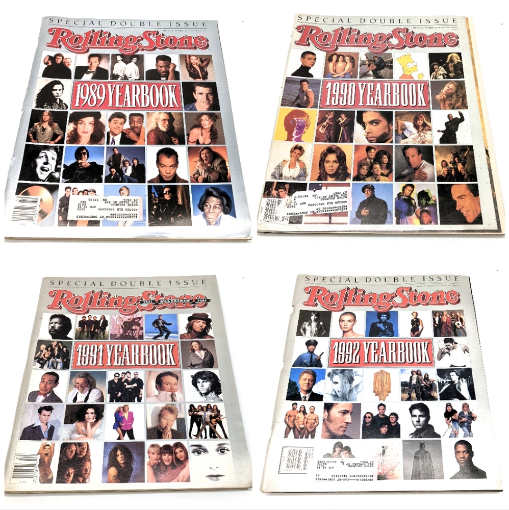 Rolling Stone Magazine Covers Yearbook Double Issue Lot of 4- Years 1989-1992